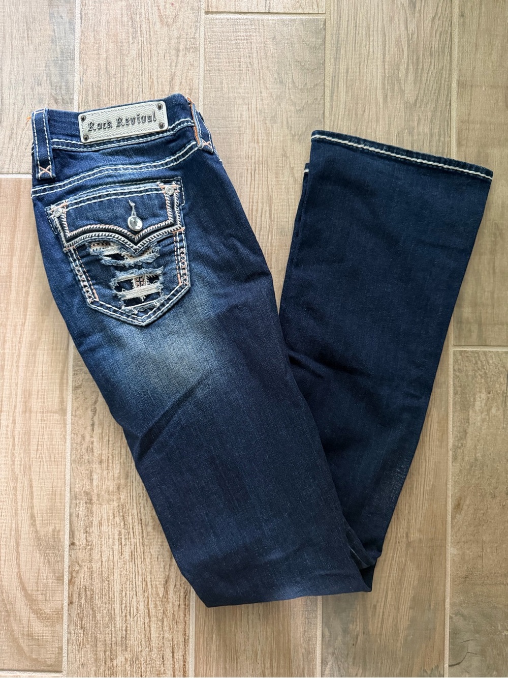 Rock Revival Betty MB210 Jeans Women’s 29x33 Mid Rise Bootcut Distressed Y2K